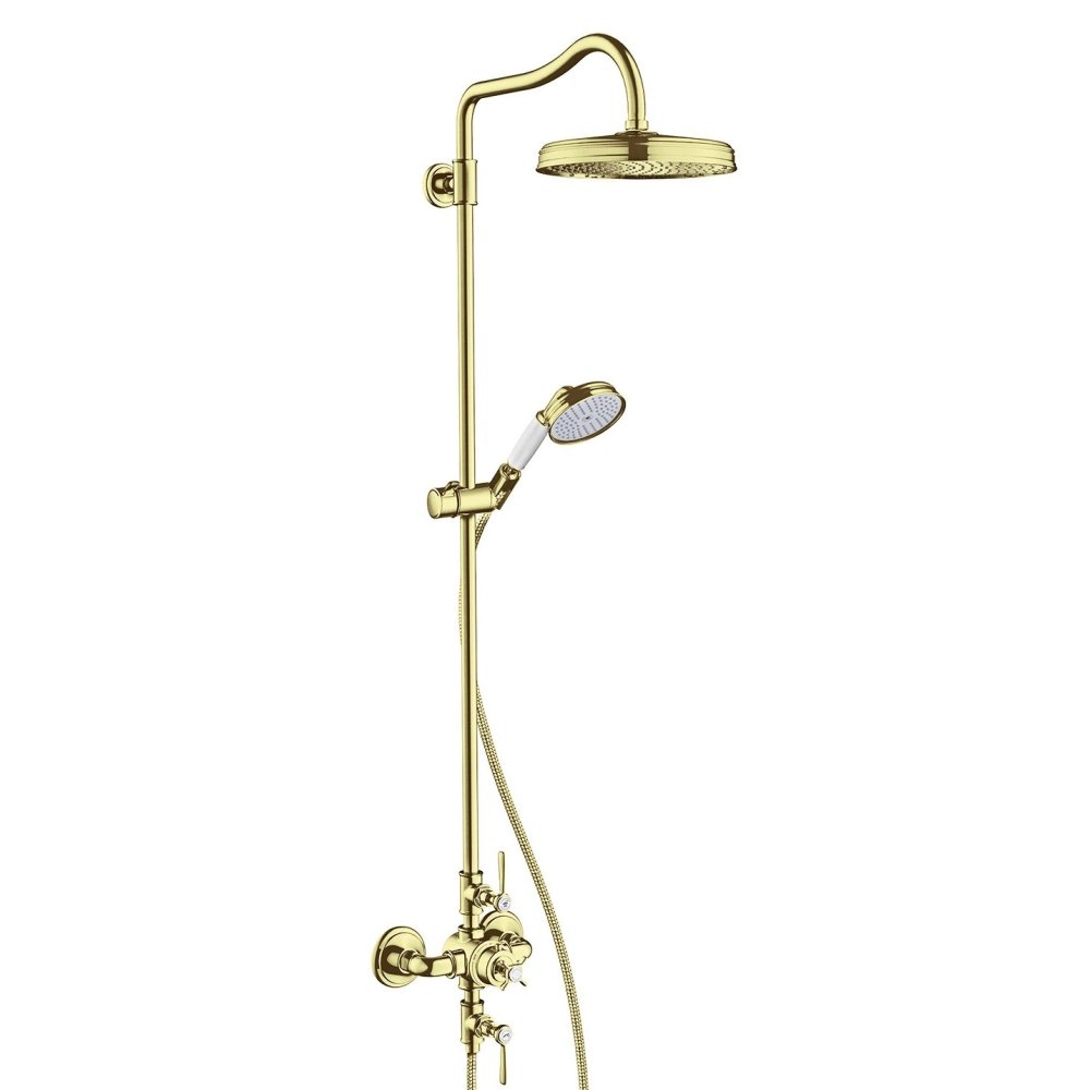 Душевая система Showerpipe 240 Axor Montreux, с термостатом и верхним душем, 16572930, полированная медь