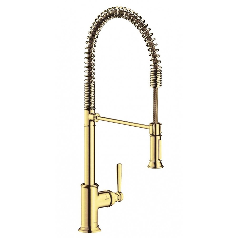 Смеситель для кухни Axor Montreux 210, Semi-Pro, однорычажный, 16582250, шлифованное золото