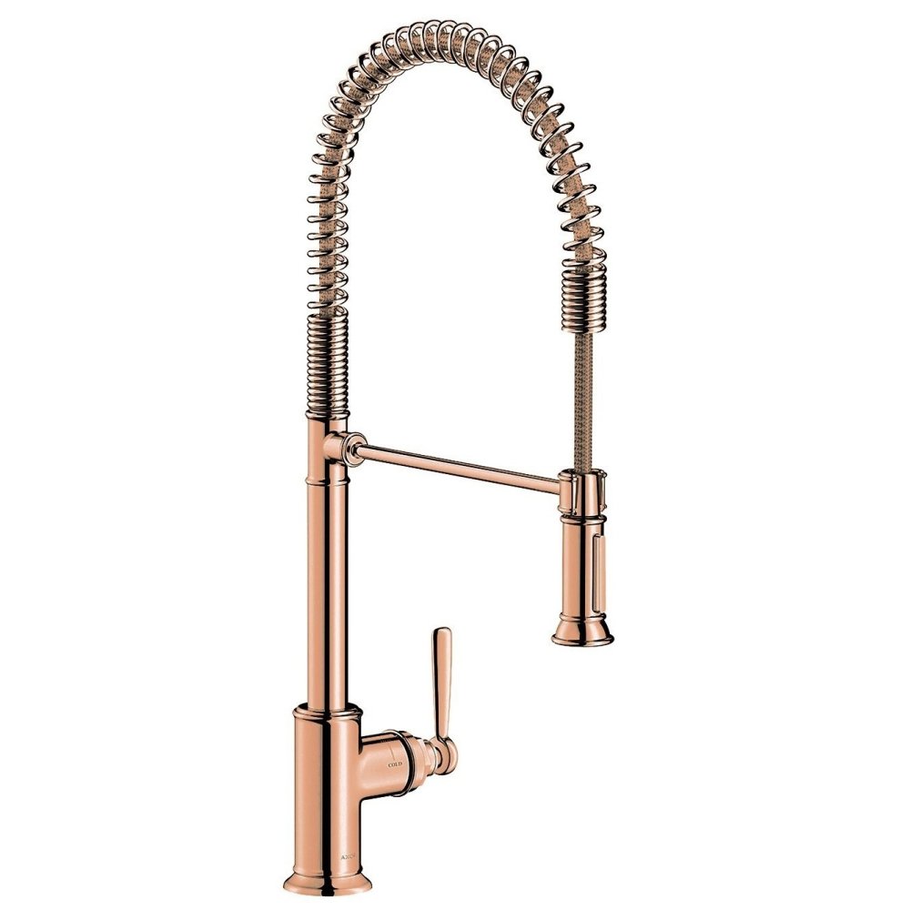 Смеситель для кухни Axor Montreux 210, Semi-Pro, однорычажный, 16582300, полированное красное золото 