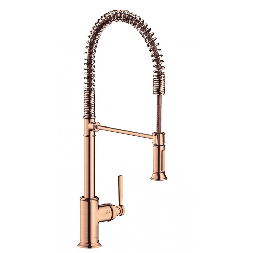 Смеситель для кухни Axor Montreux 210, Semi-Pro, однорычажный, 16582310, шлифованное красное золото