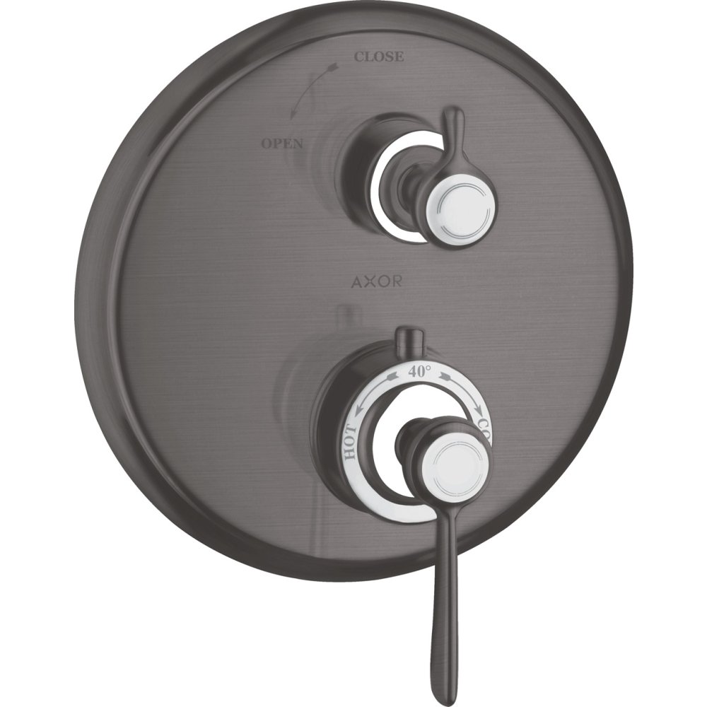 Термостат Axor Montreux, с запорным вентилем, с рычаговой рукояткой, 16801340, шлифованный черный хром 