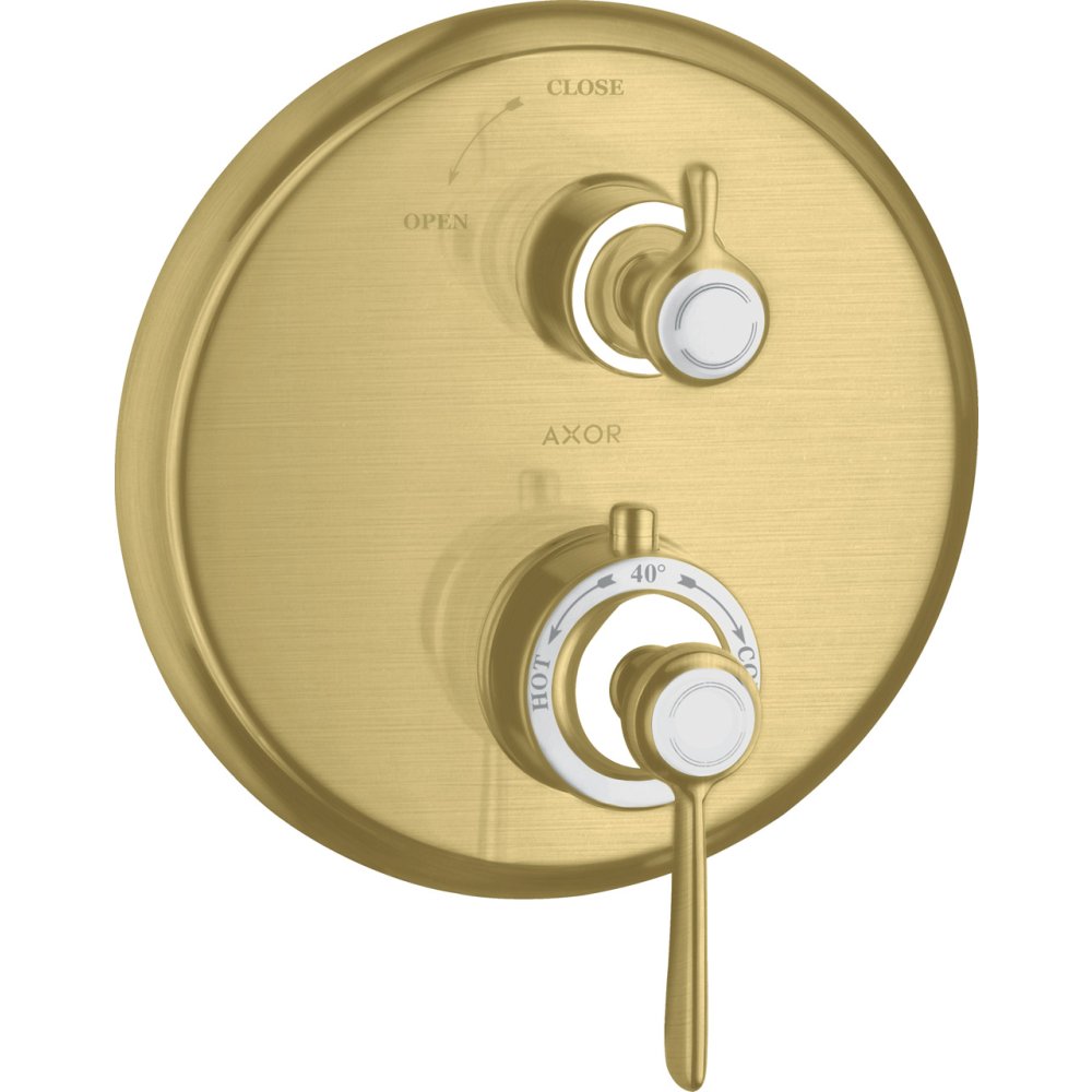 Термостат Axor Montreux, с запорным вентилем, с рычаговой рукояткой, 16801950, шлифованная медь