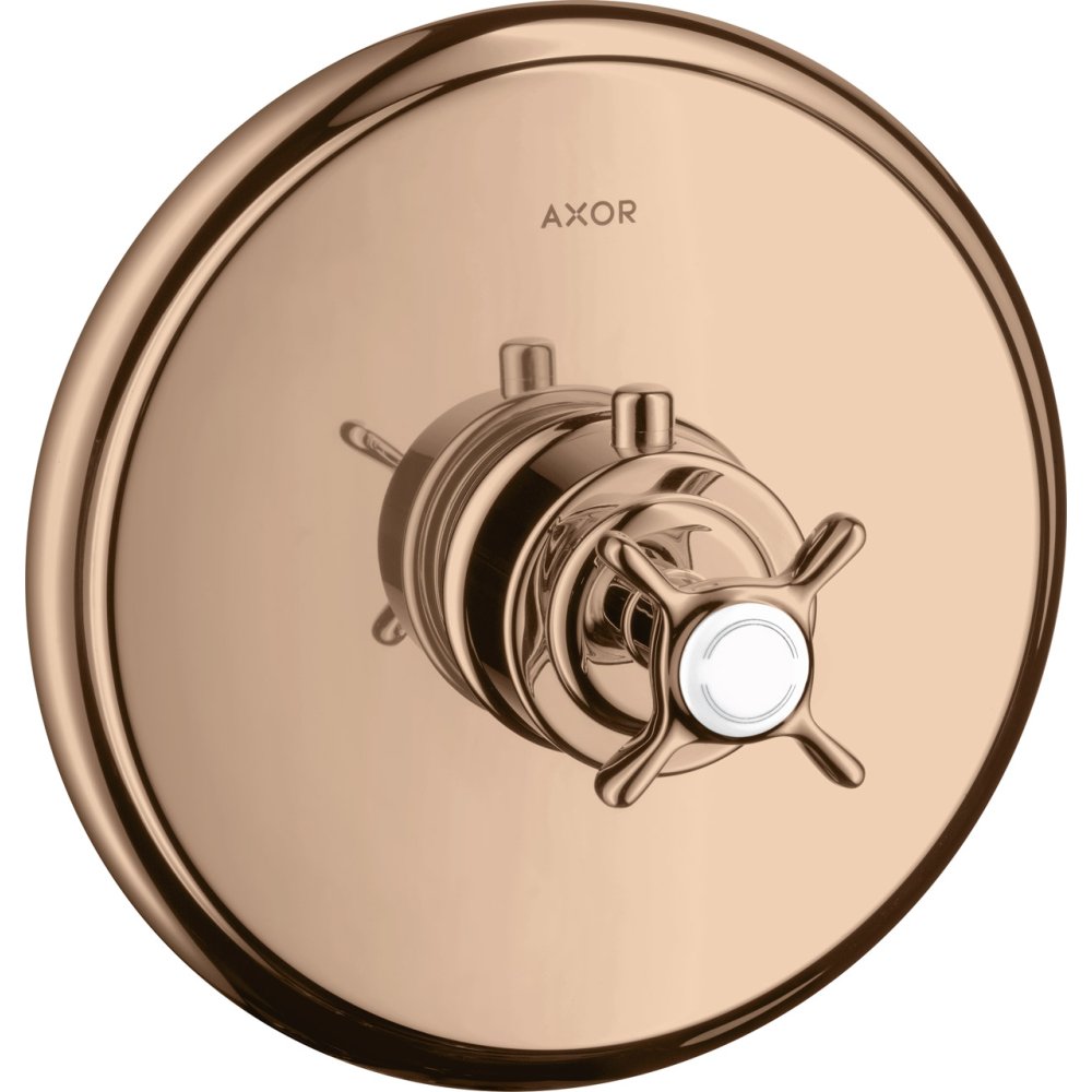 Термостат Axor Montreux Highflow, скрытого монтажа, с крестообразной рукояткой, 16815300, полированное красное золото 