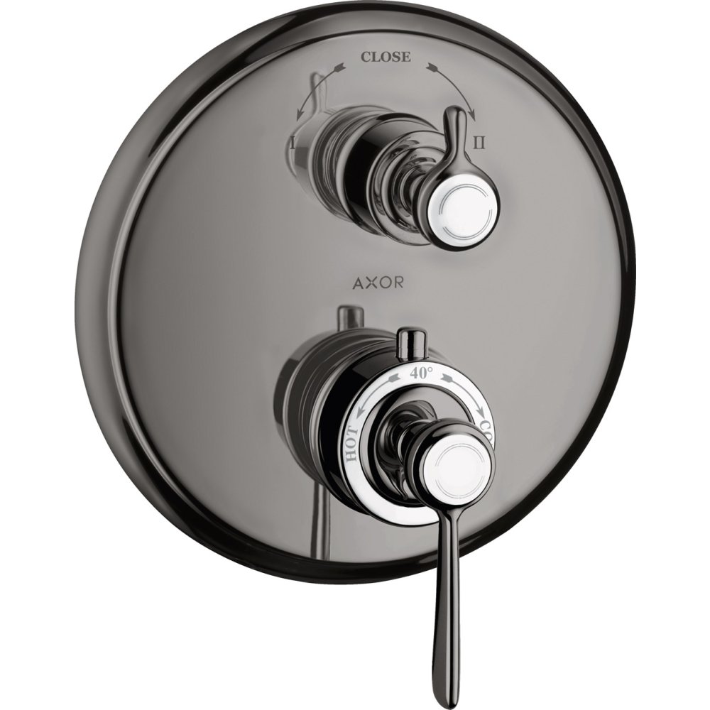 Термостат Axor Montreux, с запорным/переключающим вентилем, с рычаговой рукояткой, 16821330, полированный черный хром 