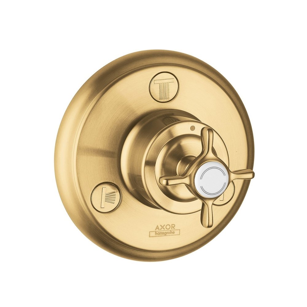 Запорный/переключающий вентиль Trio/Quattro Axor Montreux, с крестообразной рукояткой, скрытого монтажа, 16830140, шлифованная бронза