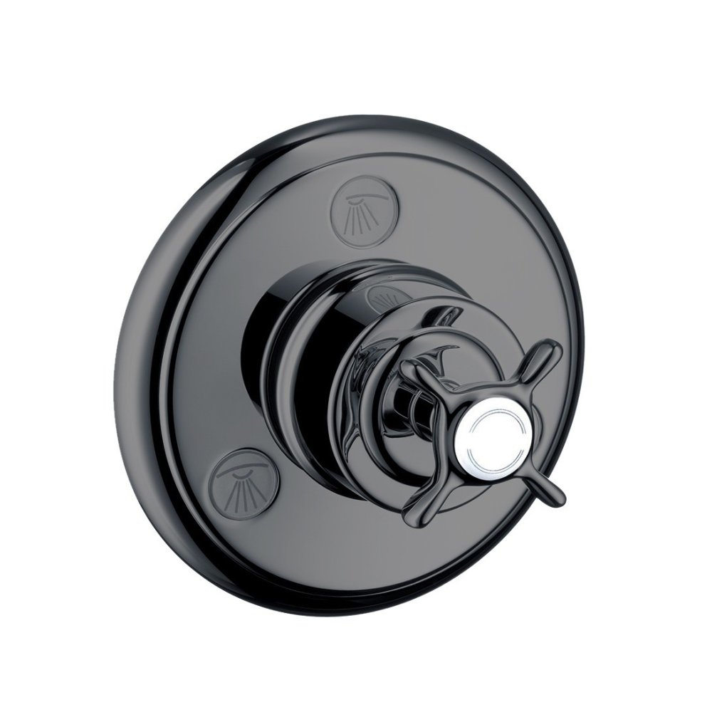 Запорный/переключающий вентиль Trio/Quattro Axor Montreux, с крестообразной рукояткой, скрытого монтажа, 16830330, полированный черный хром 