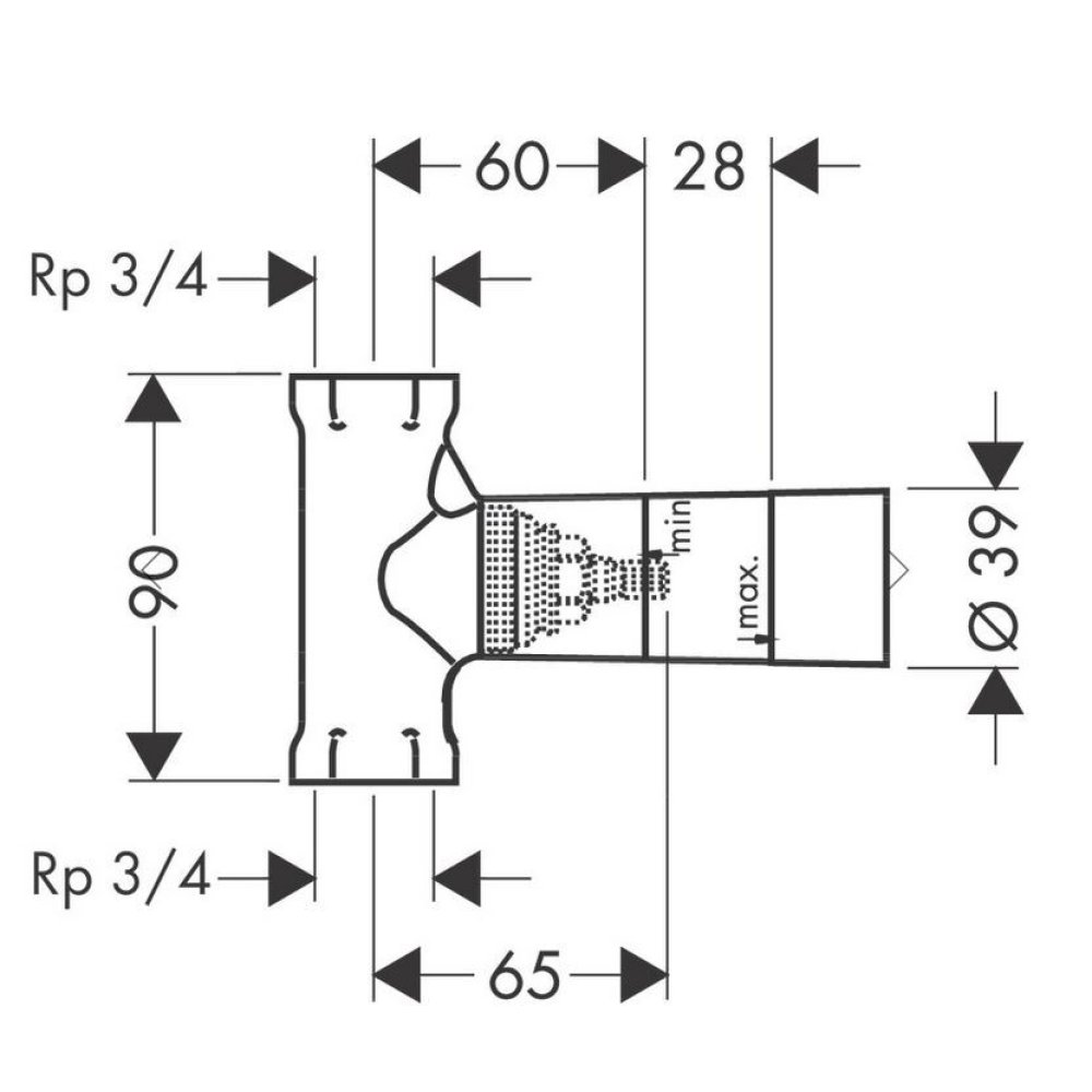 Скрытая часть запорного вентиля Axor, шпиндельного, 16970180, шлифованная бронза