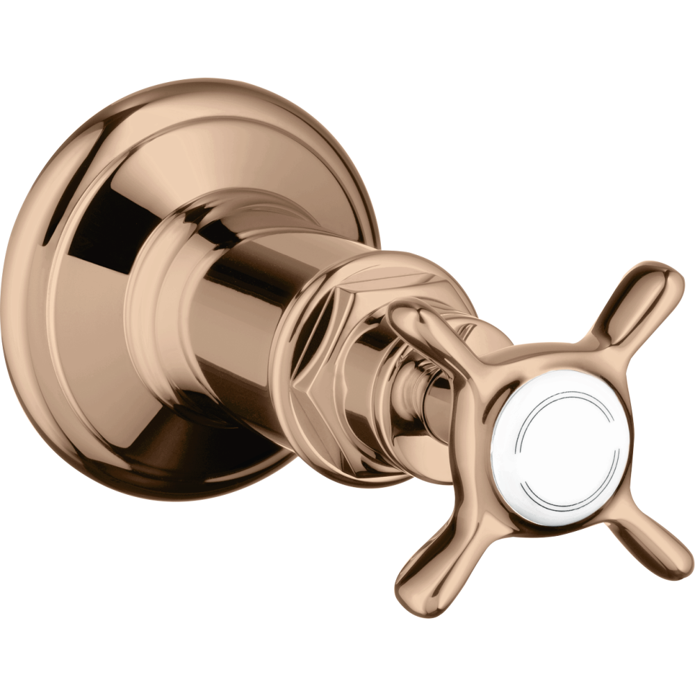 Запорный вентиль Axor Montreux, с крестообразной рукояткой, скрытого монтажа, 16871300, полированное красное золото 