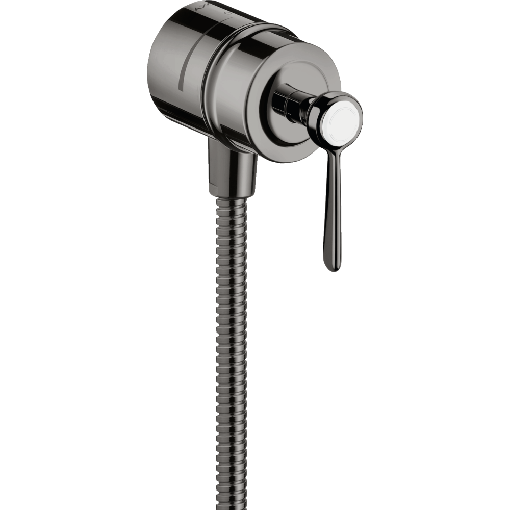 Шланговое подсоединение Fixfit Stop Axor Montreux, с клапаном обратного тока, с запорным вентилем, с рычаговой рукояткой, 16883330, полированный черный хром 