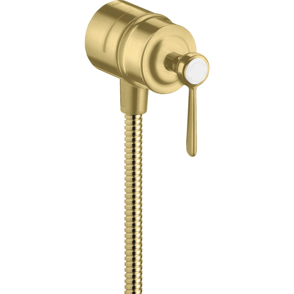 Шланговое подсоединение Fixfit Stop Axor Montreux, с клапаном обратного тока, с запорным вентилем, с рычаговой рукояткой, 16883950, шлифованная медь