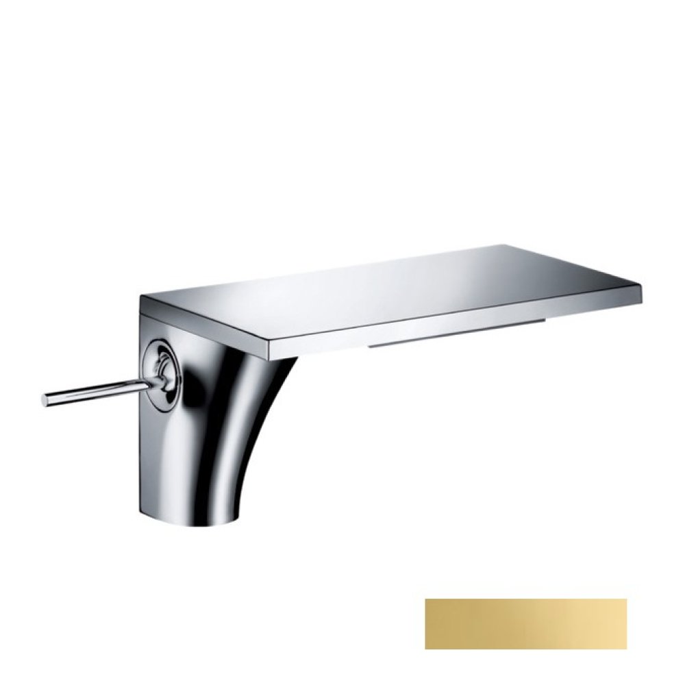 Смеситель для раковины Axor Massaud, однорычажный, 110, с не запираемым сливным набором, 18010990, полированное золото