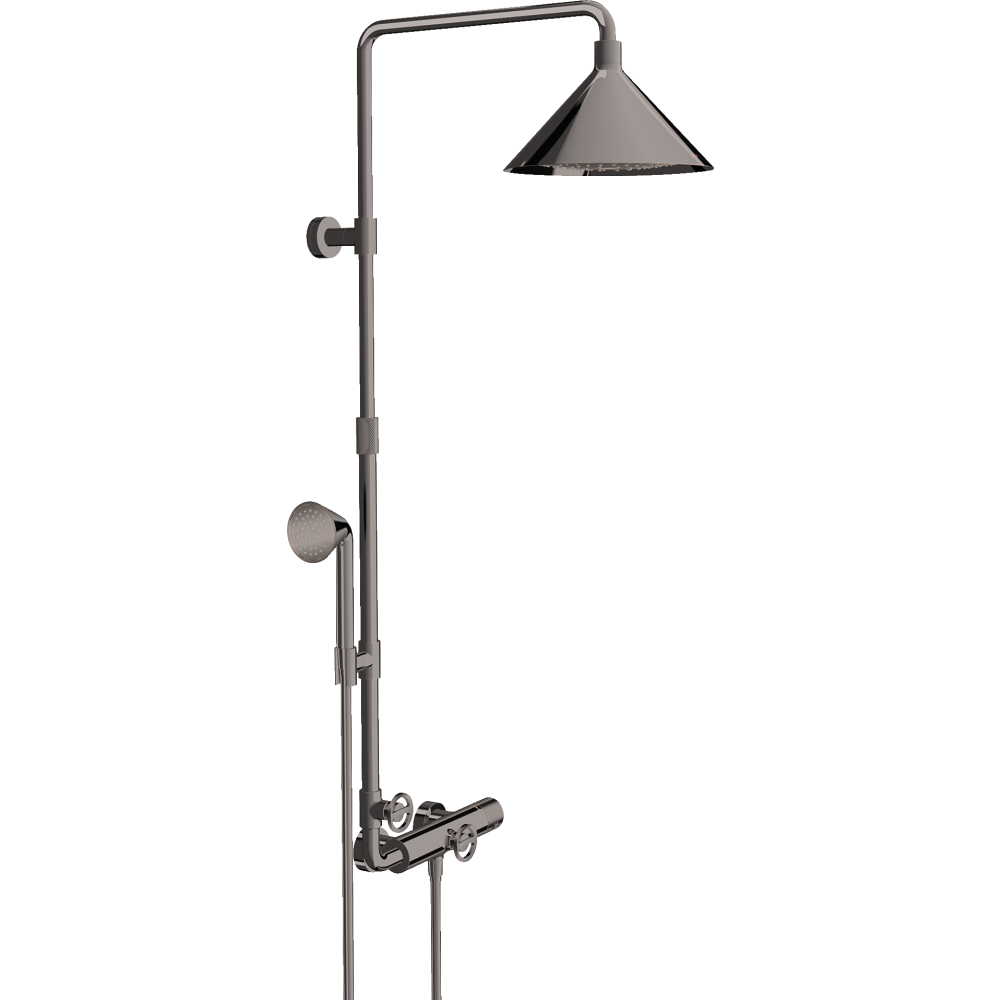 Душевая система Axor Showerpipe Front SHP, с термостатом и верхним душем, 240, 2 jet, 26020330, полированный черный хром 