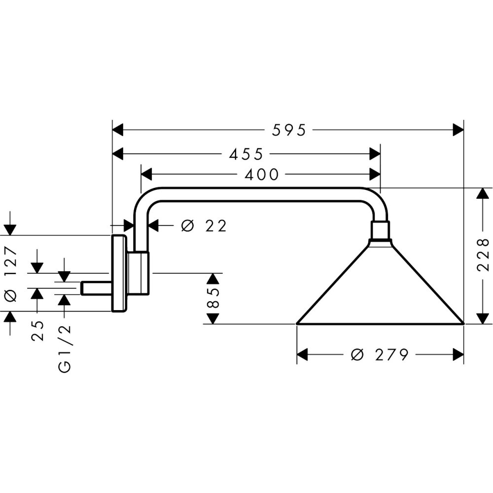 Верхний душ Axor Showers Front, 240, 2 jet, с держателем, 26021830, полированный никель