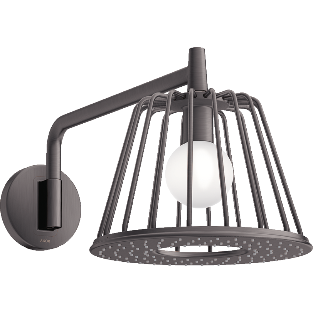 Верхний душ Axor LampShower/Nendo, 275, 1 jet, с держателем, 26031340, шлифованный черный хром 