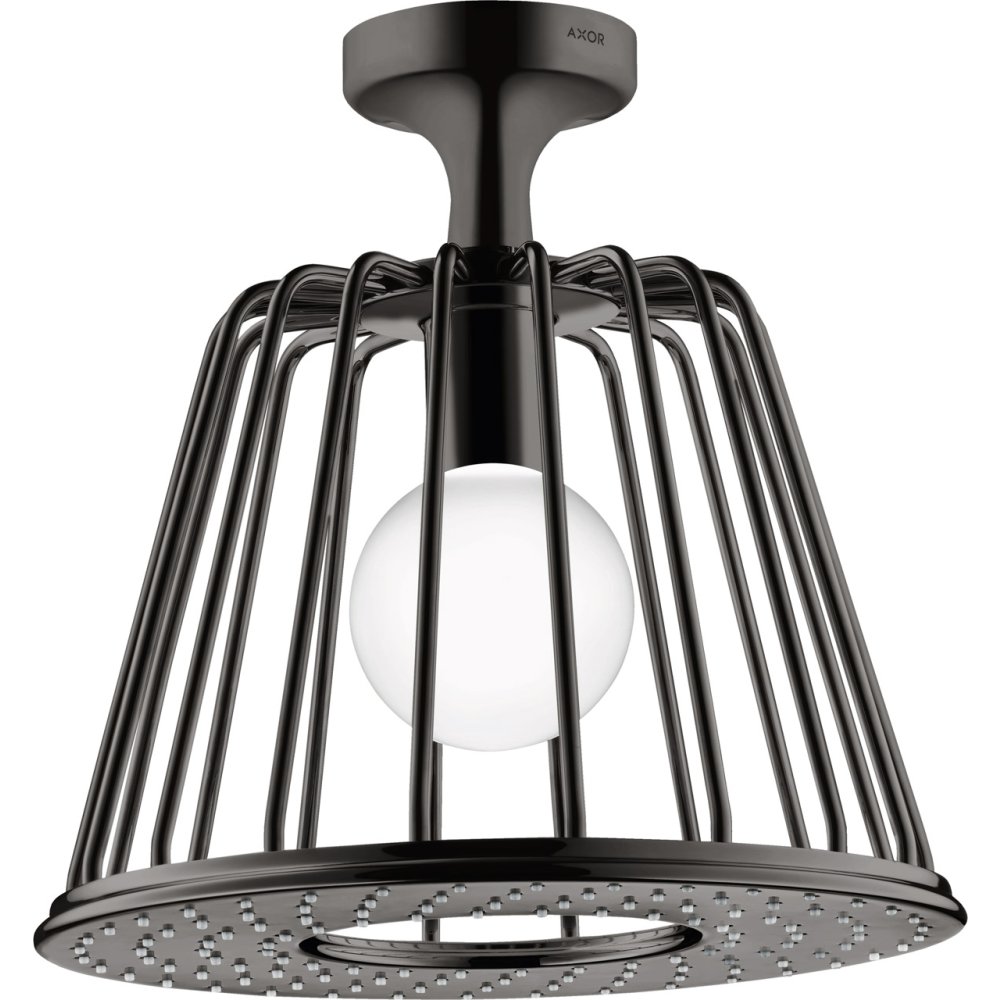 Верхний душ Axor LampShower, 275, 1 jet, с потолочным подсоединением, 26032330, полированный черный хром 