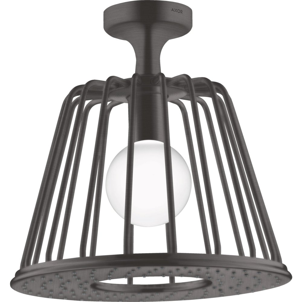 Верхний душ Axor LampShower, 275, 1 jet, с потолочным подсоединением, 26032340, шлифованный черный хром 