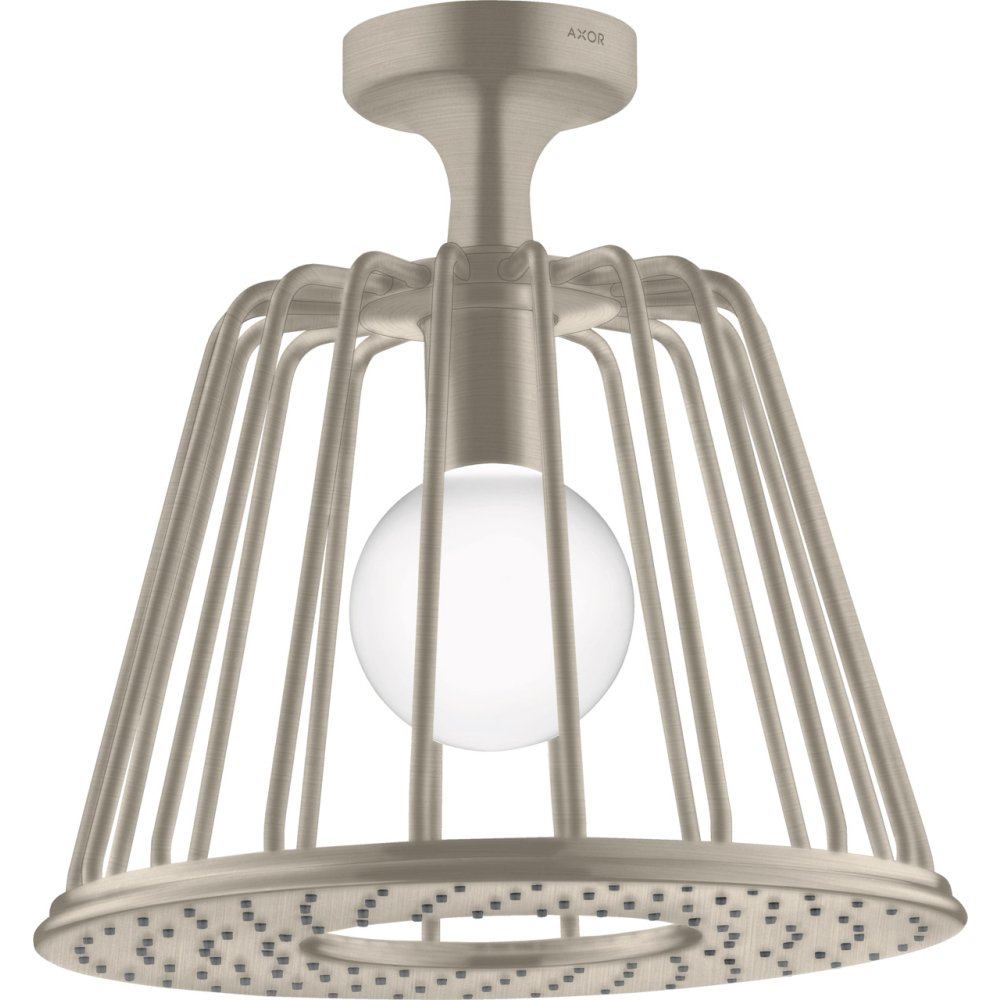 Верхний душ Axor LampShower, 275, 1 jet, с потолочным подсоединением, 26032820, шлифованный никель