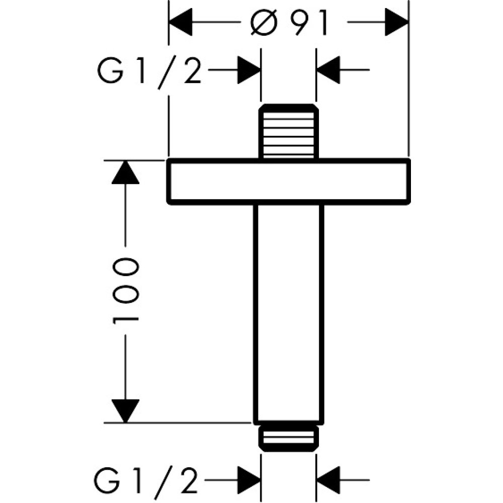 Потолочное подсоединение Axor ShowerSolutions, 100 мм, 26432250, шлифованное золото