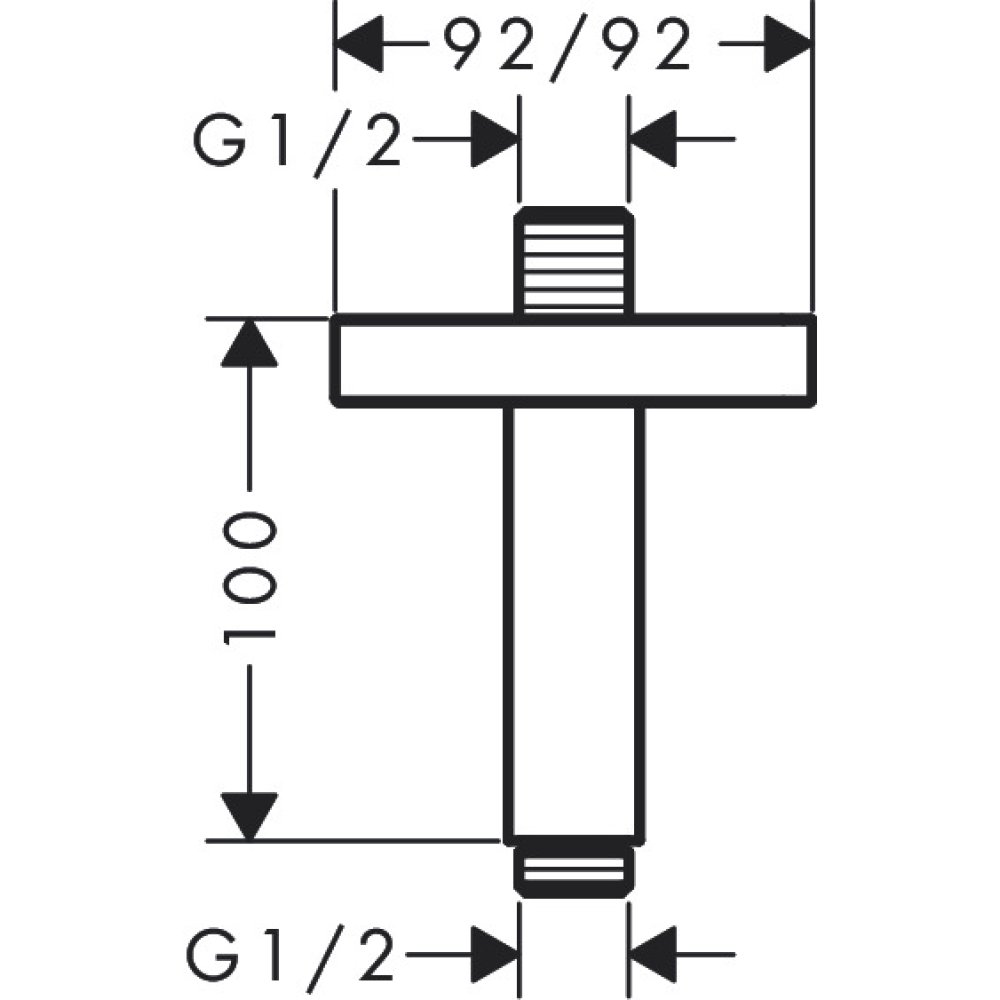 Потолочное подсоединение Axor ShowerSolutions, 100 мм, softsquare, 26965820, шлифованный никель