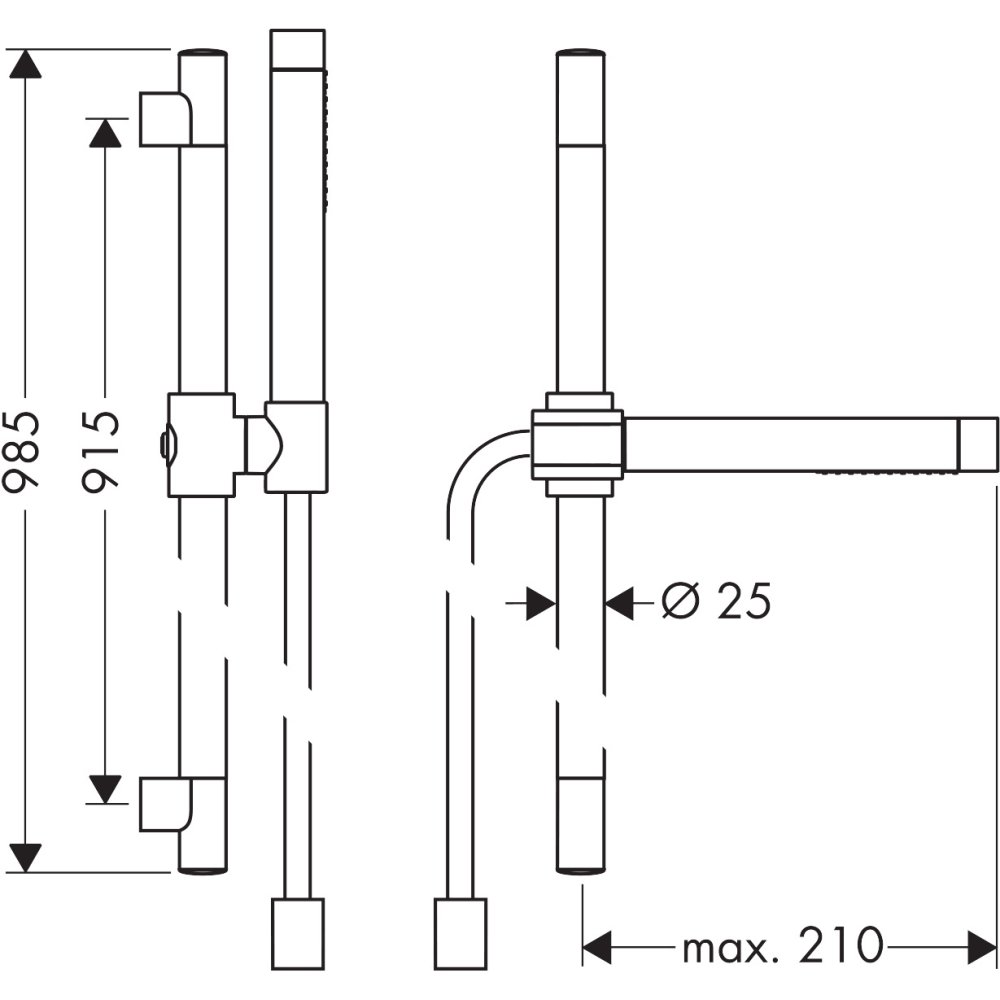 Душевой набор Axor Starck, 90 см, с ручным душем-"палочкой", 2 jet, 27980300, полированное красное золото 