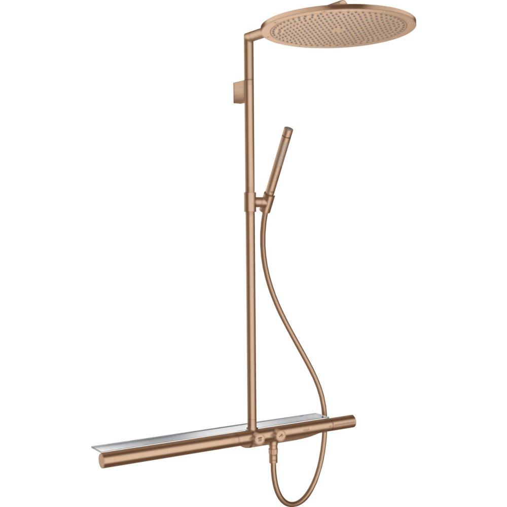 Душевая система Axor Showerpipe, с термостатом 800 и верхним душем, 350, 1 jet, 27984310, шлифованное красное золото