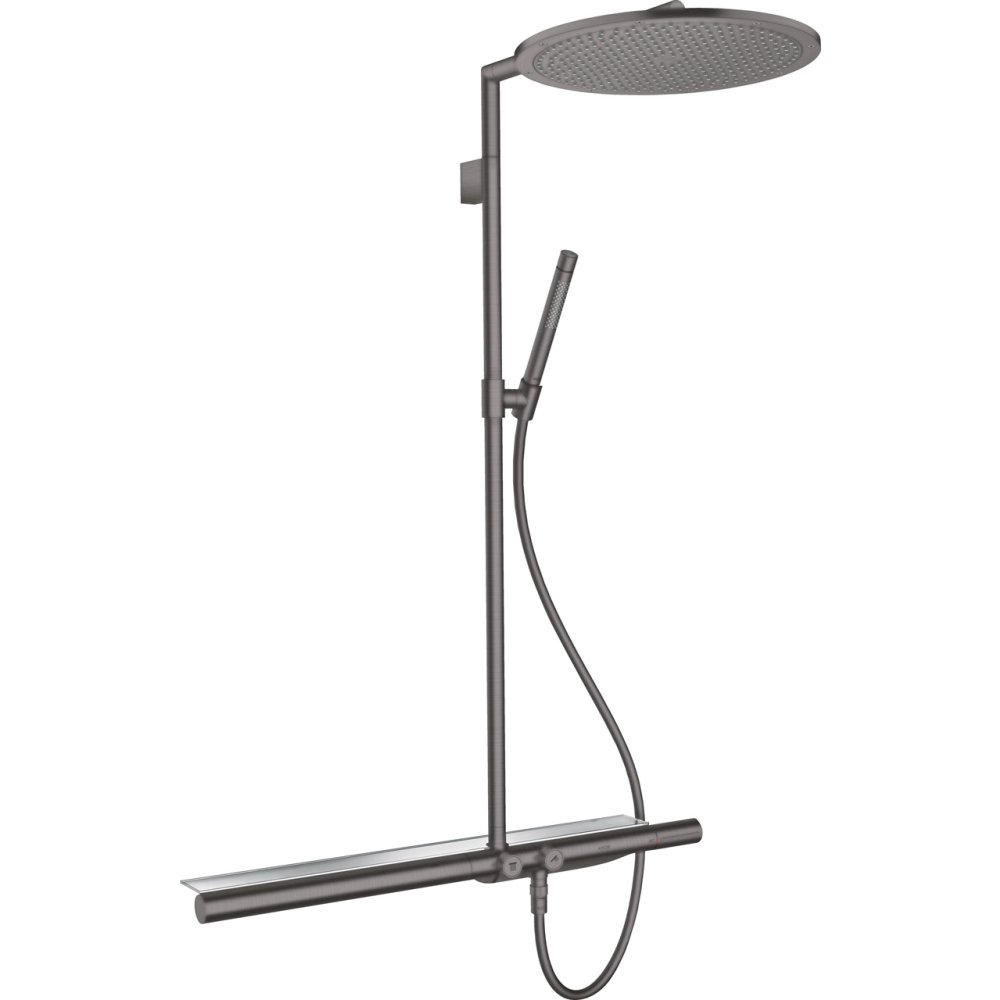 Душевая система Axor Showerpipe, с термостатом 800 и верхним душем, 350, 1 jet, 27984340, шлифованный черный хром 