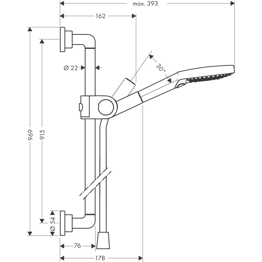 Душевой набор с ручным душем Axor Citterio, 0,9 м, 120, 3 jet, 27991250, шлифованное золото