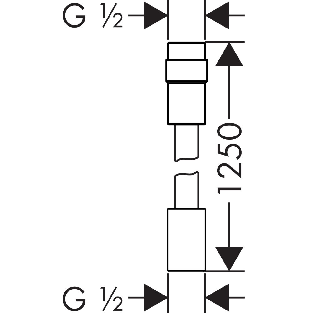 Душевой шланг Axor металлический, с регулировкой напора воды, 1,25 м, 28127330, полированный черный хром 