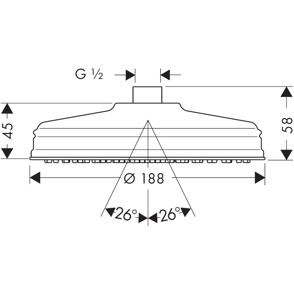Верхний душ Axor Montreux Classic, 180 мм, 1 jet, 28487990, полированное золото