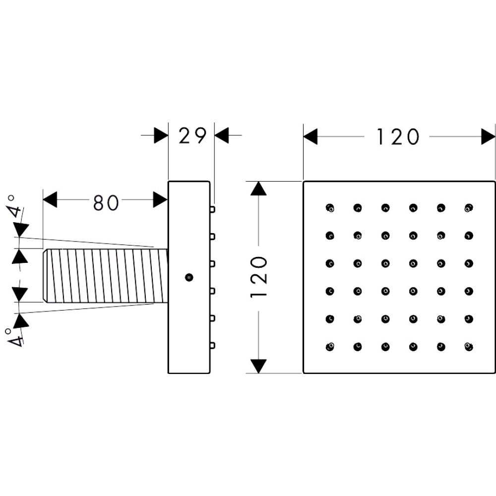 Модуль душа Axor ShowerCollection, скрытый монтаж, квадратный, 120x120 мм, 28491800, сталь