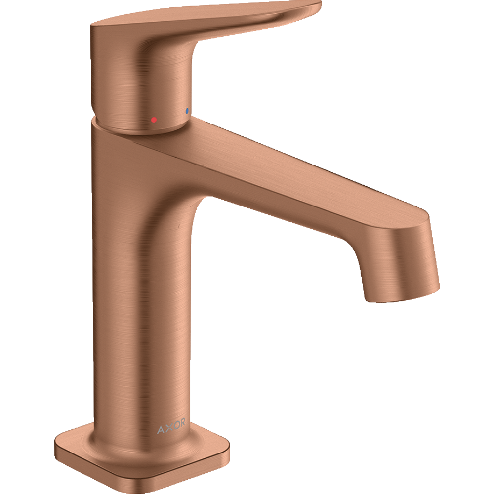 Смеситель для раковины Axor Citterio M, однорычажный, 100, с не запираемым сливным набором, 34017310, шлифованное красное золото