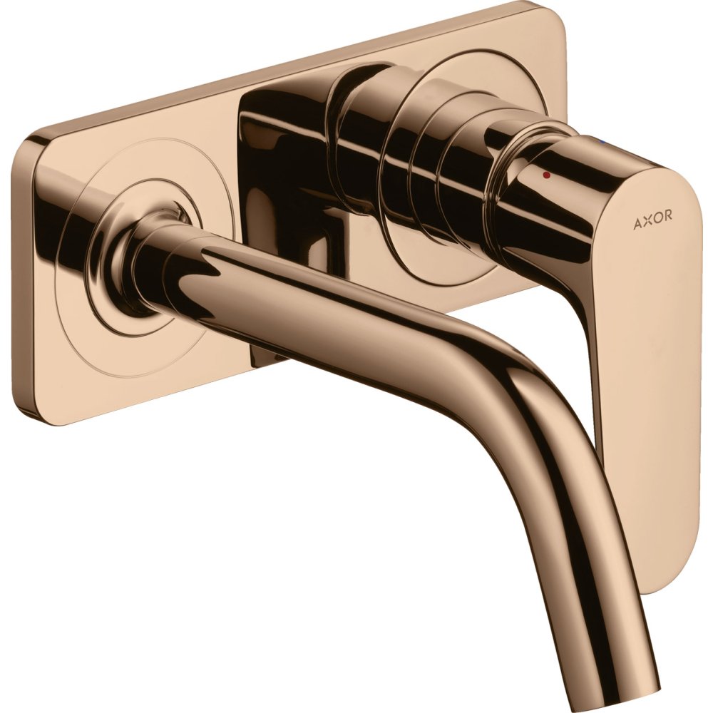 Смеситель для раковины Axor Citterio M, однорычажный, с изливом 167 мм, с панелью, 34112300, полированное красное золото 