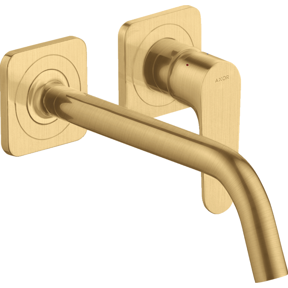 Смеситель для раковины Axor Citterio M, однорычажный, с изливом 227 мм, с отдельными розетками, 34116250, шлифованное золото
