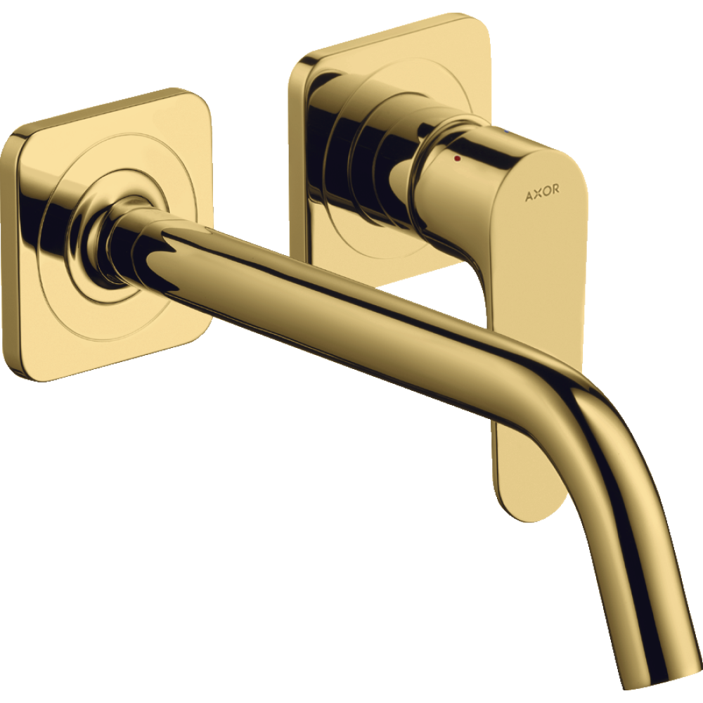 Смеситель для раковины Axor Citterio M, однорычажный, с изливом 227 мм, с отдельными розетками, 34116990, полированное золото