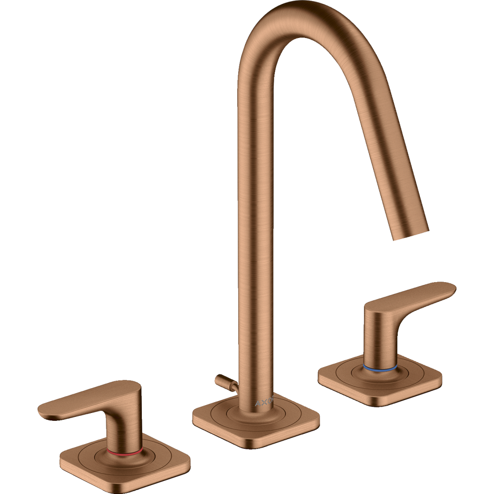 Смеситель для раковины Axor Citterio M, на 3 отверстия, 160, с отдельными розетками, со сливным гарнитуром, 34133140, шлифованная бронза