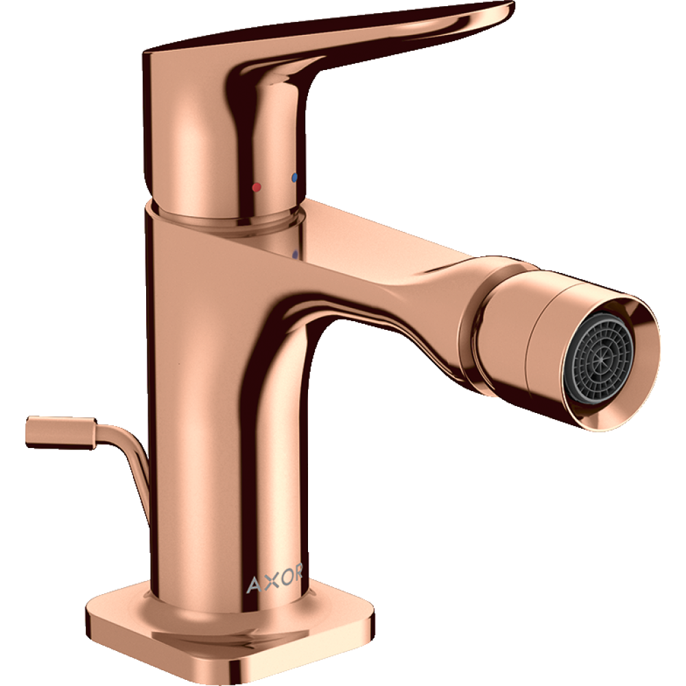 Смеситель для биде Axor Citterio M, однорычажный, со сливным гарнитуром, 34210300, полированное красное золото 
