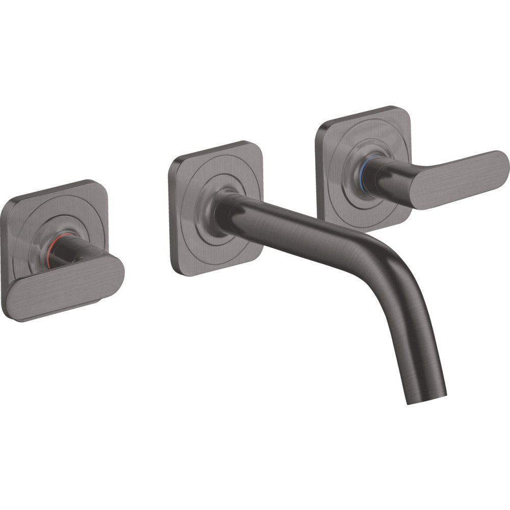 Смеситель для раковины Axor Citterio M, на 3 отверстия, с изливом 166 мм, с рычаговыми рукоятками, с отдельными розетками, 34313340, шлифованный черный хром 