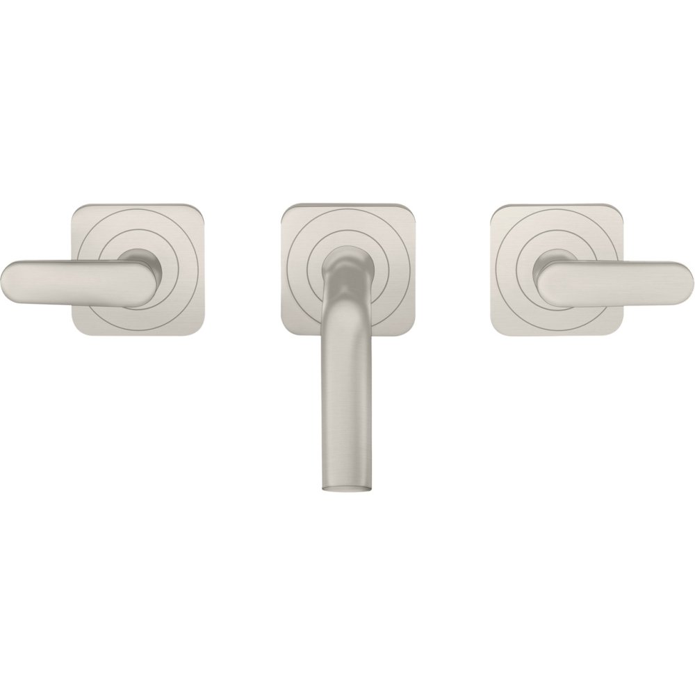 Смеситель для раковины Axor Citterio M, на 3 отверстия, с изливом 166 мм, с рычаговыми рукоятками, с отдельными розетками, 34313800, сталь