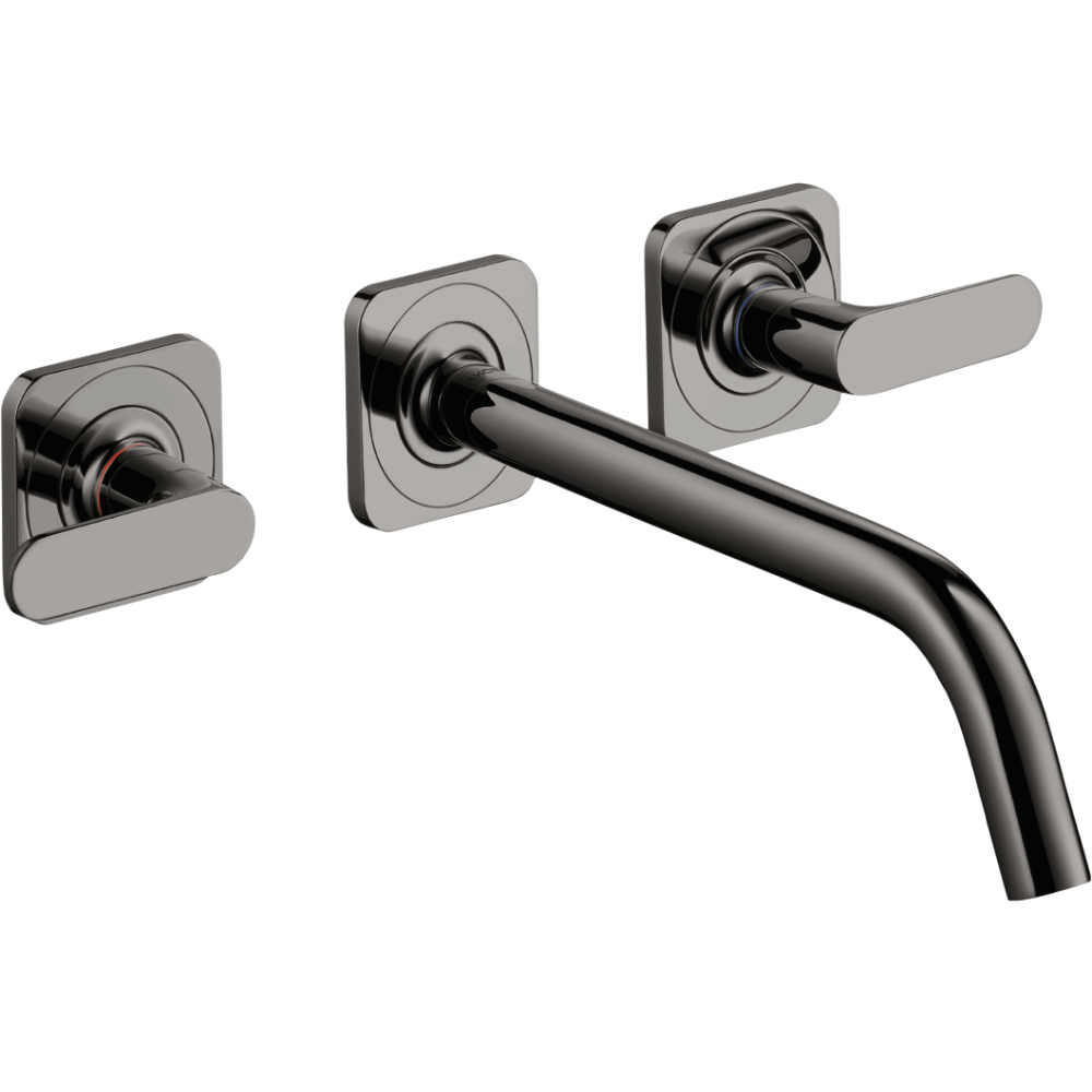 Смеситель для раковины Axor Citterio M, на 3 отверстия, с изливом 226 мм, с рычаговыми рукоятками, с отдельными розетками, 34315330, полированный черный хром 