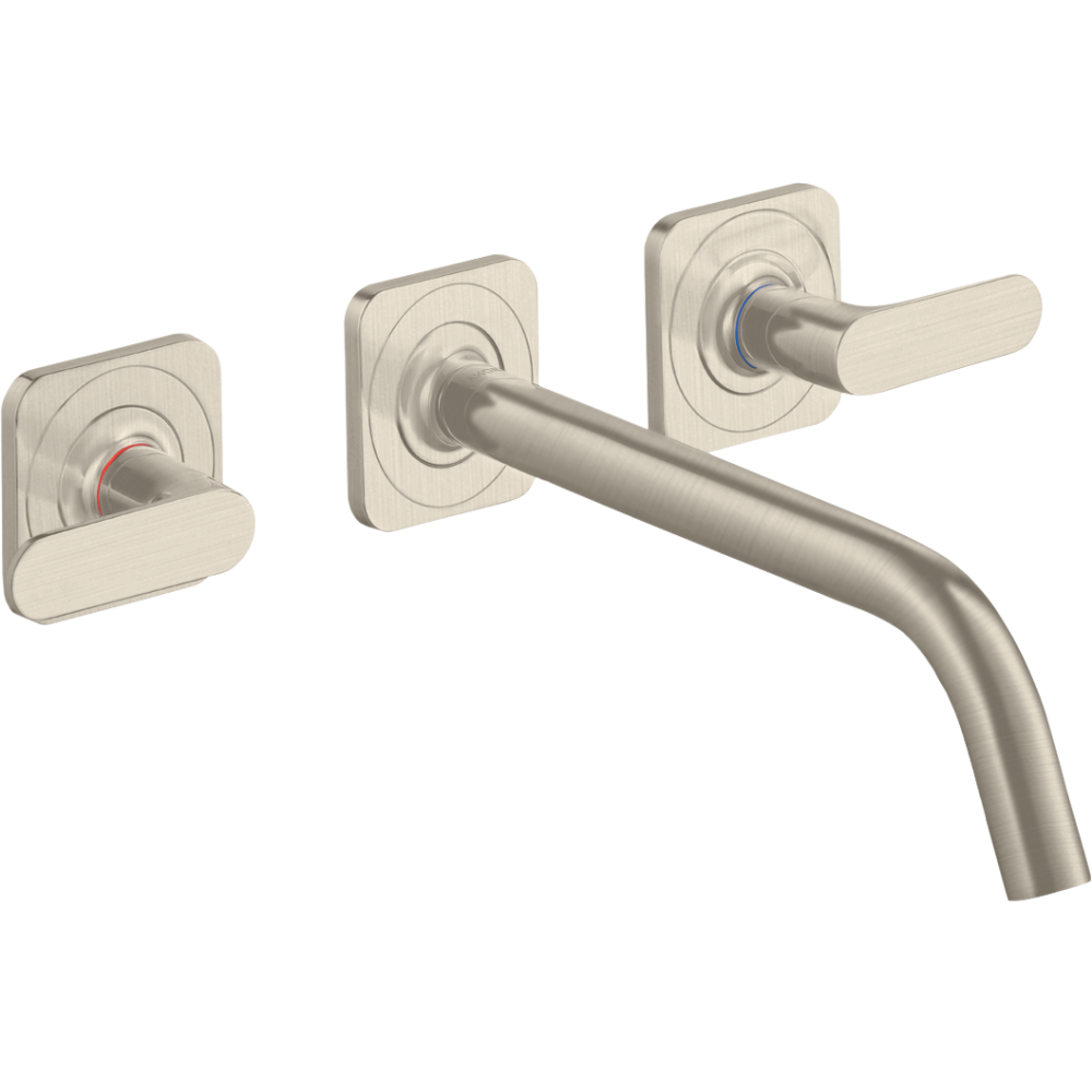 Смеситель для раковины Axor Citterio M, на 3 отверстия, с изливом 226 мм, с рычаговыми рукоятками, с отдельными розетками, 34315820, шлифованный никель