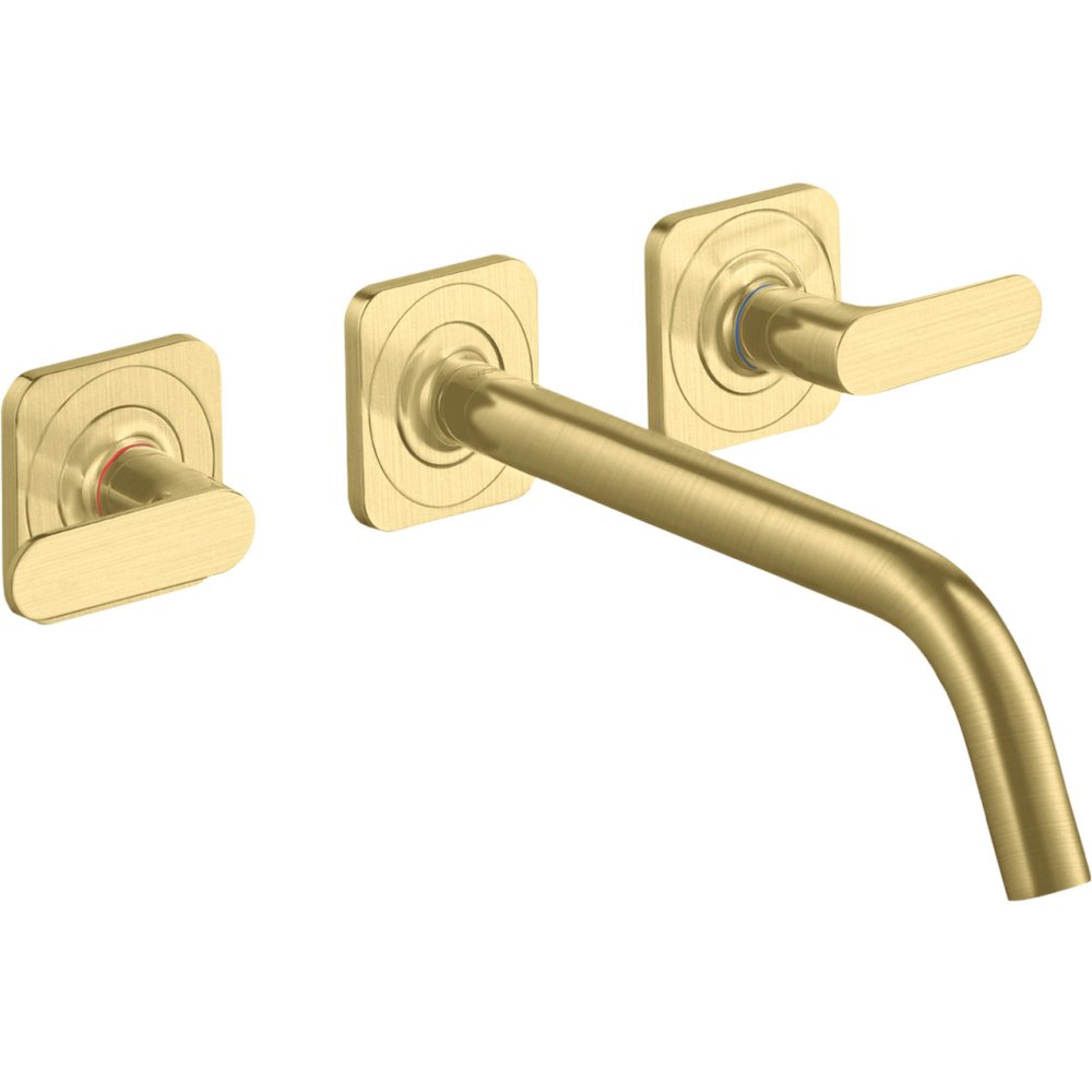 Смеситель для раковины Axor Citterio M, на 3 отверстия, с изливом 226 мм, с рычаговыми рукоятками, с отдельными розетками, 34315950, шлифованная медь