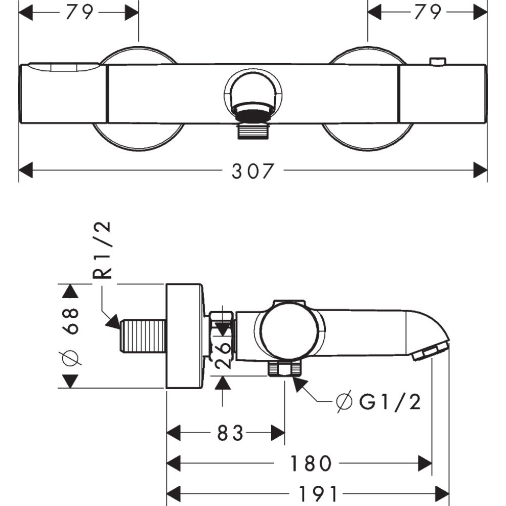Термостат для ванны Axor Citterio M, внешнего монтажа, 34435800, сталь