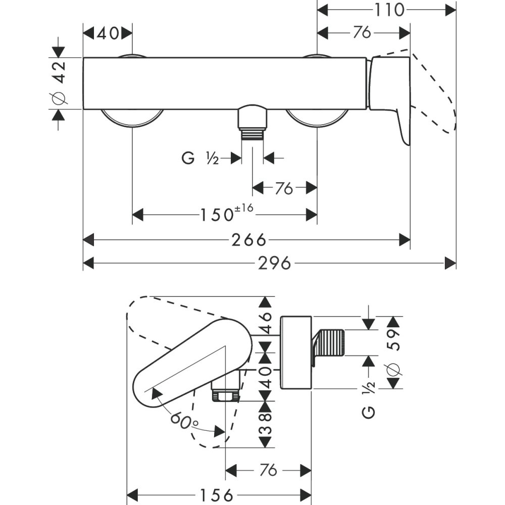 Смеситель для душа Axor Citterio M, однорычажный, внешнего монтажа, 34620340, шлифованный черный хром 