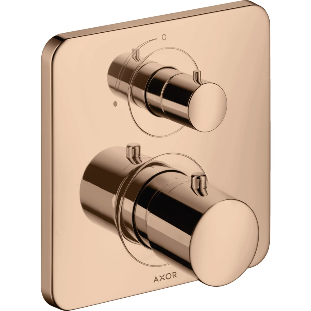 Термостат с запорным вентилем Axor Citterio M, 34705300, полированное красное золото 
