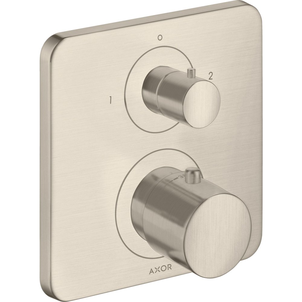 Термостат Axor Citterio M, с запорным/ переключающим вентилем, 34725820, шлифованный никель