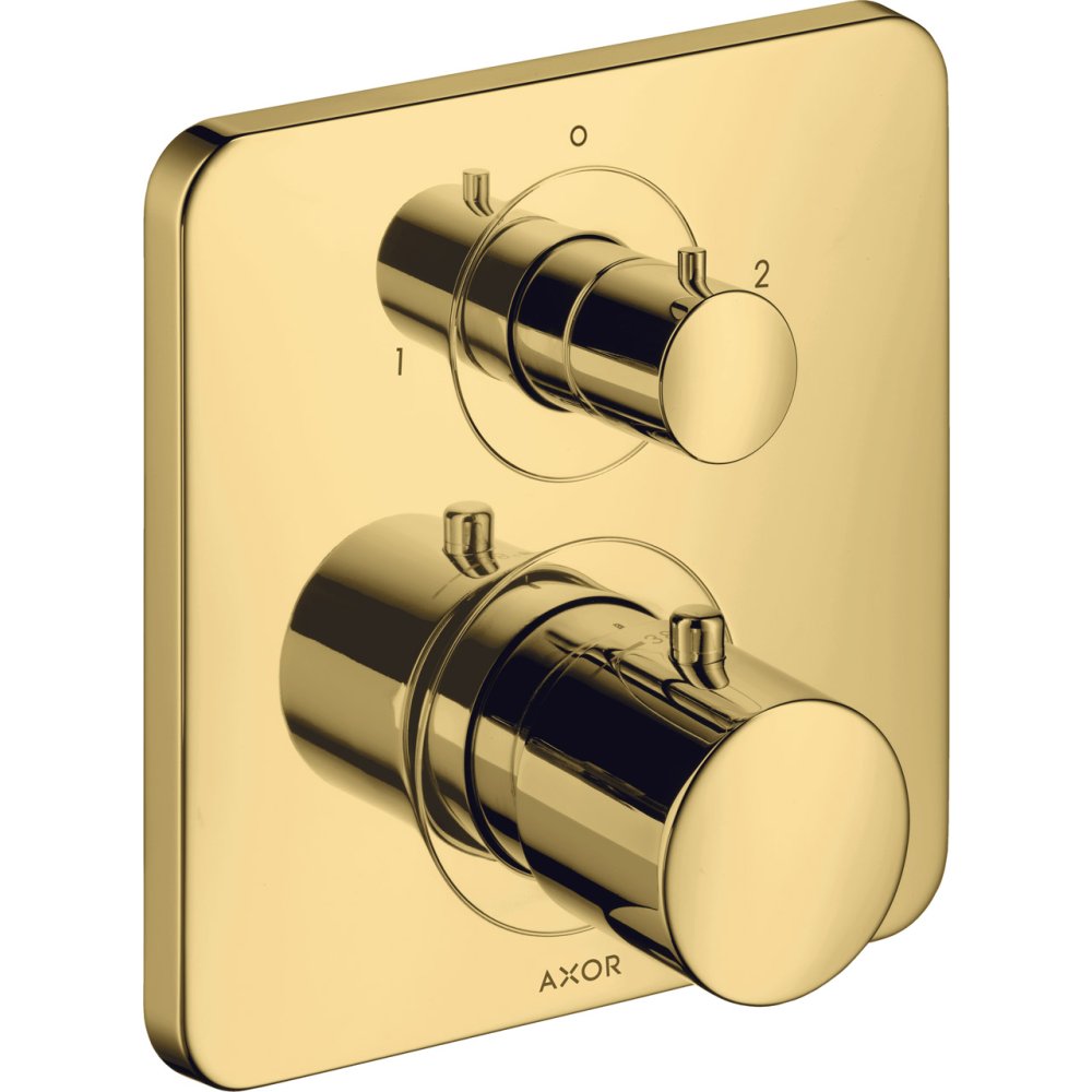 Термостат Axor Citterio M, с запорным/ переключающим вентилем, 34725990, полированное золото