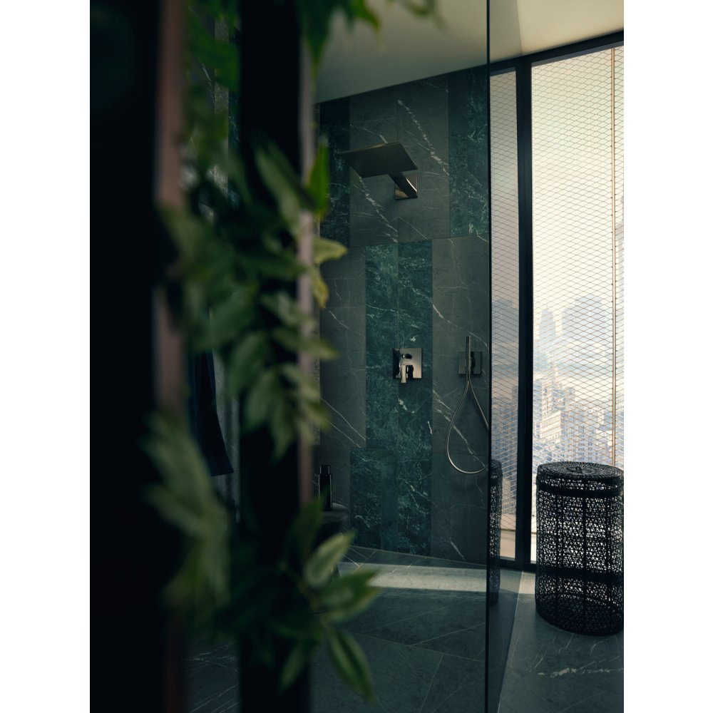 Верхний душ Axor ShowerSolutions, с держателем, 300x300 мм, 1 jet, 35314330, полированный черный хром 