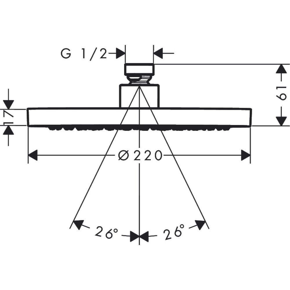 Верхний душ Axor ShowerSolutions, 220 1jet, 35382140, шлифованная бронза