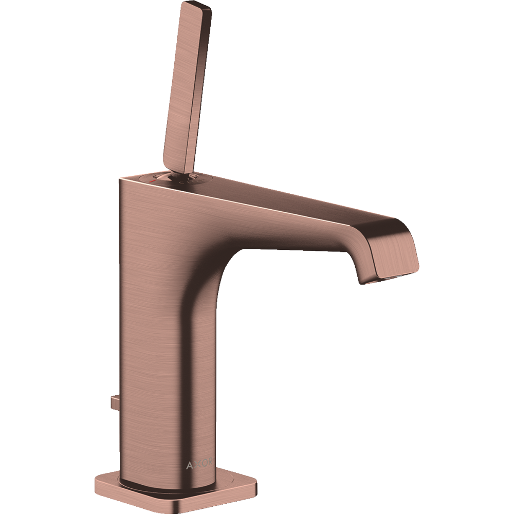 Смеситель для раковины Axor Citterio E, 130, однорычажный, со сливным гарнитуром, 36100310, шлифованное красное золото
