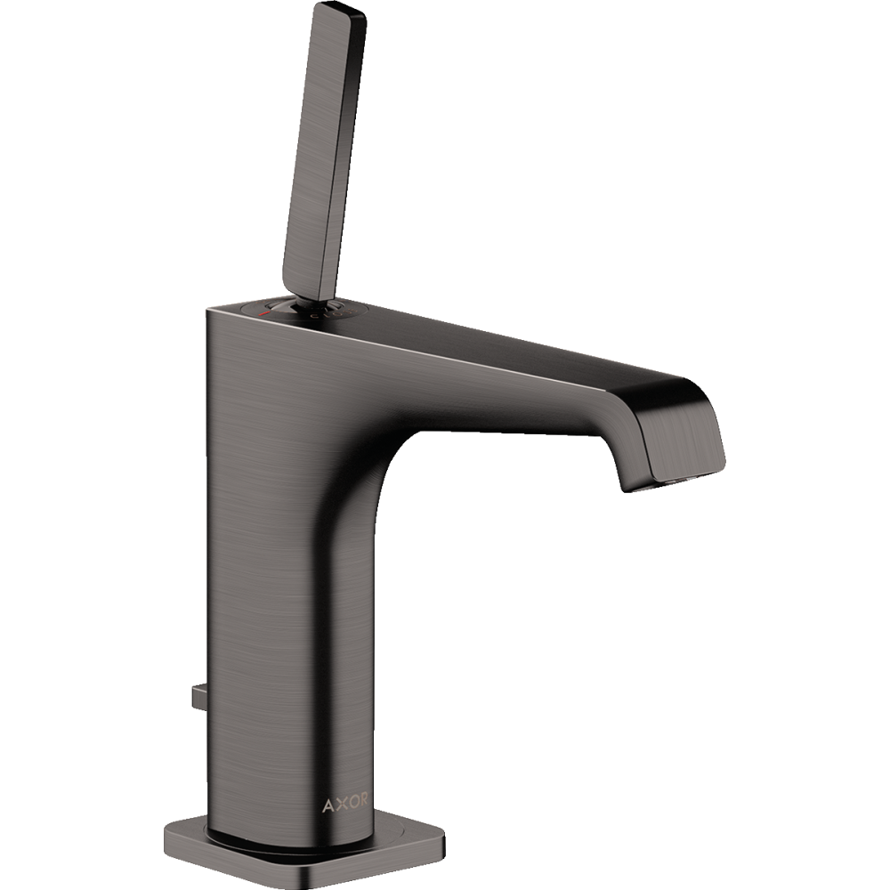 Смеситель для раковины Axor Citterio E, 130, однорычажный, со сливным гарнитуром, 36100340, шлифованный черный хром 